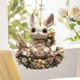 thumbnail image 6 of Acrylic Rabbit Ornament With Floral Design For Car Mirror Or Home Decor Hanging Decoration, 6 of 8