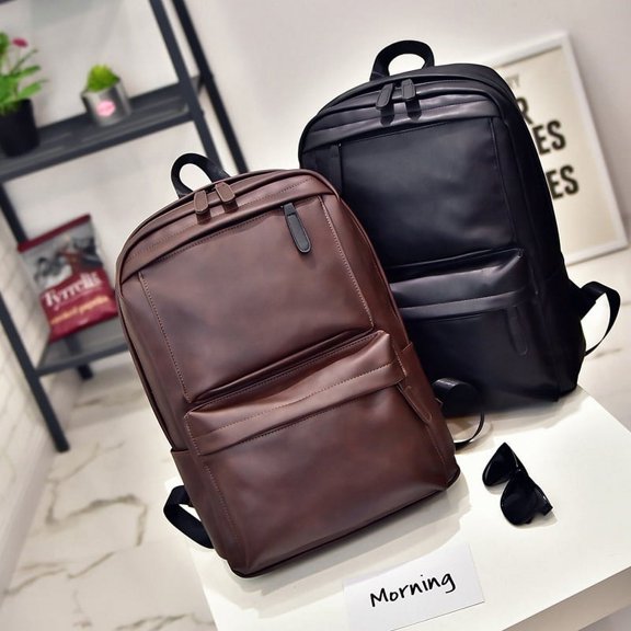 Retro casual backpack backpack men computer bag student bag Korean female leather travel tide one generation,Brown