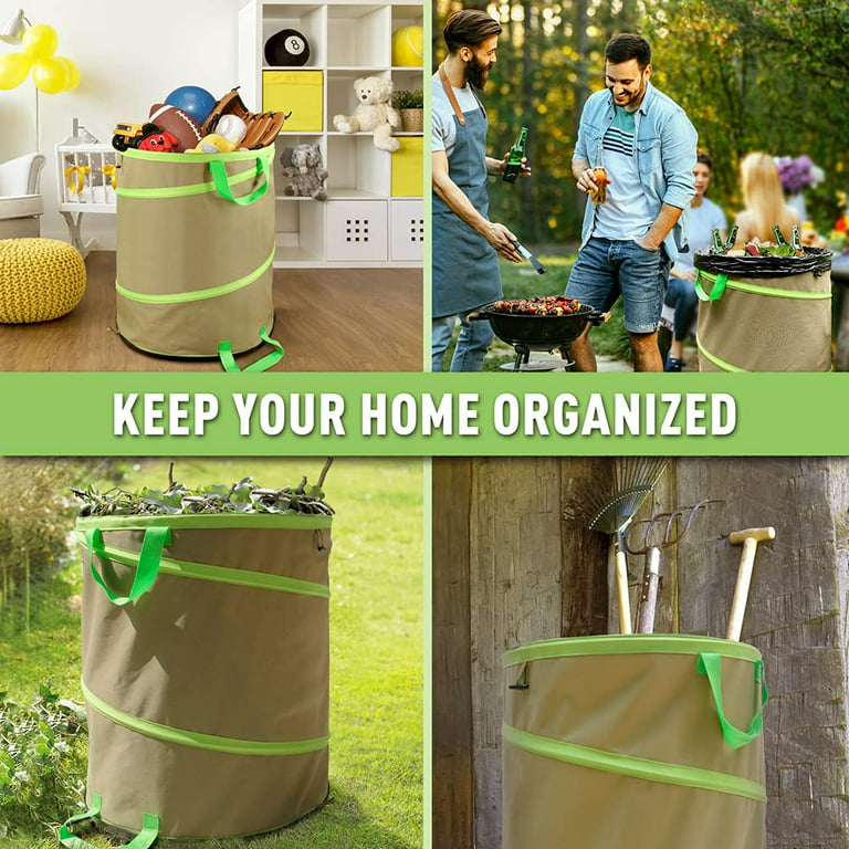 GARDEN LEAF BAG Collapsible Pop up Waste Bags Reusable with Scoop Gloves