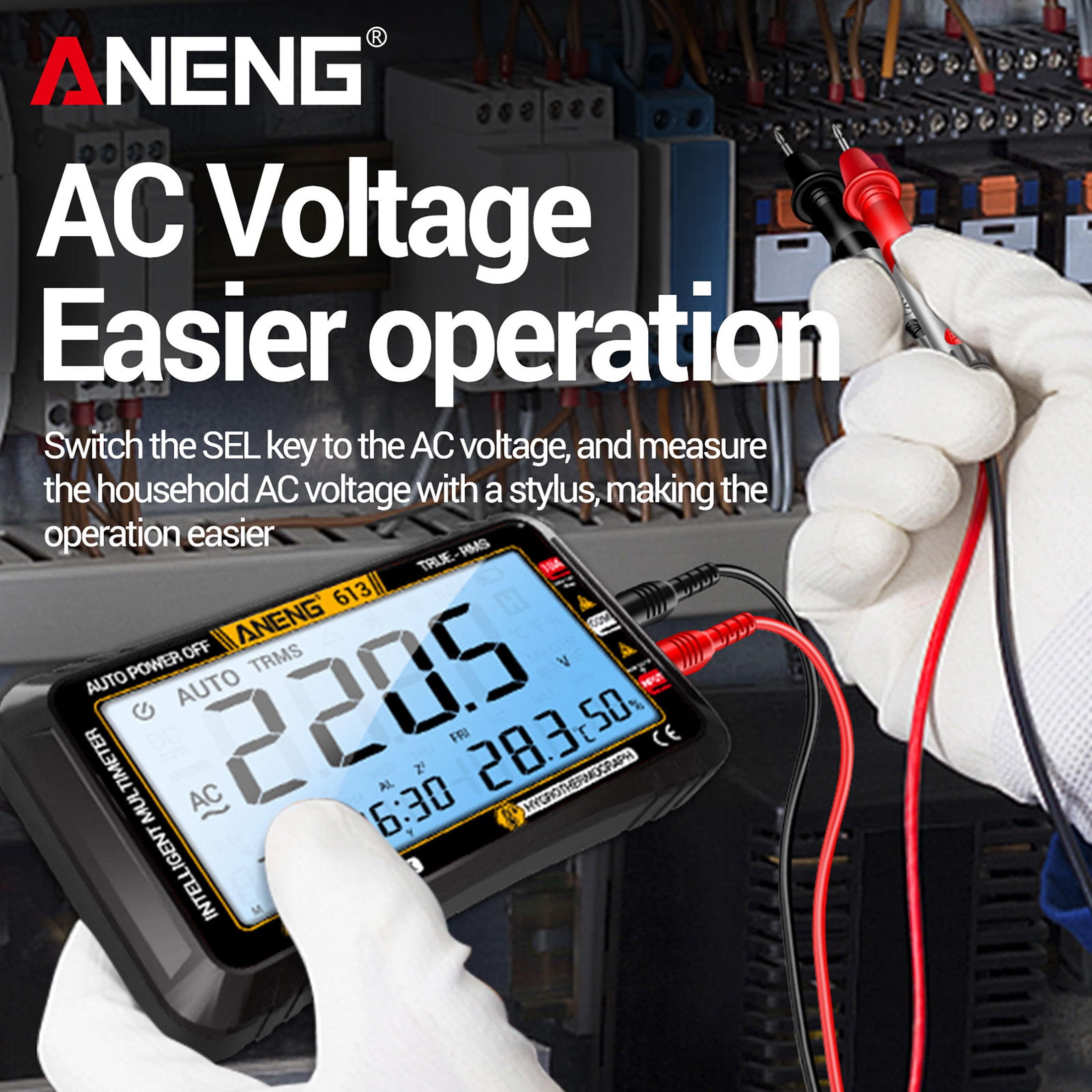 ANENG Digital Multimeter, 4000 Counts TRMS Auto-Ranging Tester for AC/DC Voltage, Current, Resistance, with LCD Display