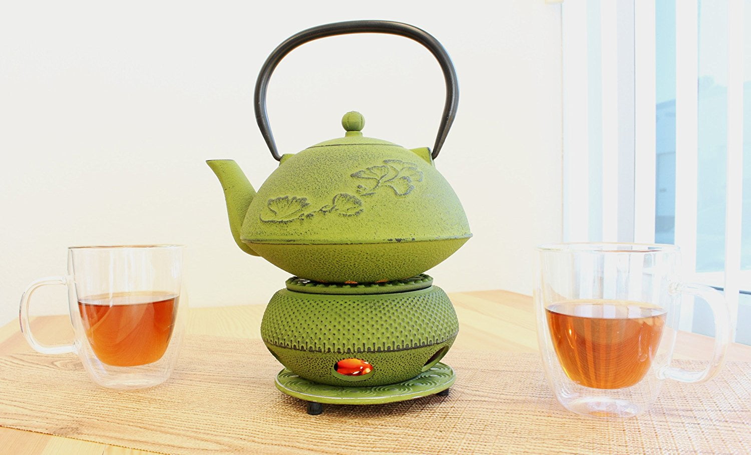 Iron Teapot with Warmer ~ Japanese Antique 24 fl oz Green