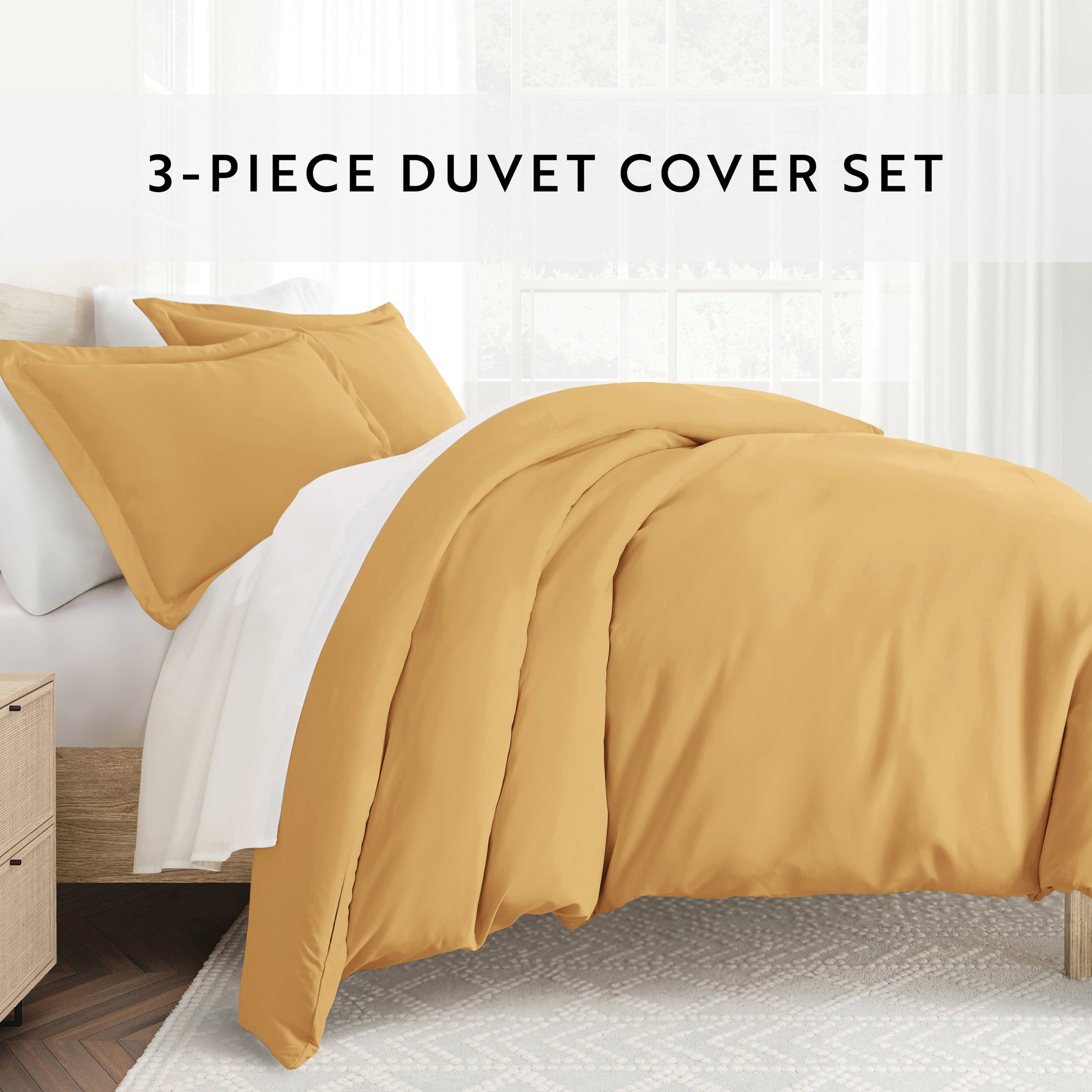 Noble Linens 3-Piece Gold Duvet Cover Set, King/ Cal King