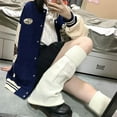 thumbnail image 5 of XDIAHBPL Socks For Women Japanese Style Flared Shape Long Student Leg Elastic Cuffs Solid Color Striped Loose Knitted Leg Stockings For Women White, 5 of 7