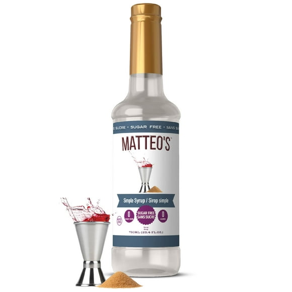 Matteo's Sugar Free Cocktail Syrup, Simple Syrup, 750mL, 0 Calories, 0 Sugar, (Single Bottle)