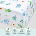 thumbnail image 4 of Wildkin Microfiber Fitted Crib Sheet for Boys & Girls, Soft & Breathable Fabric for Kids, Measures 52 x 28 Inches, Fits Standard Crib Mattress, BPA-free (Dinosaur Land Blue), 4 of 9