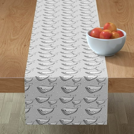 

Cotton Sateen Table Runner 72 - Grey Whale Whales Fish Tri Simple Geometric Nautical Sea Animals Nursery Decor Boho Geo Ocean Animal Print Custom Table Linens by Spoonflower