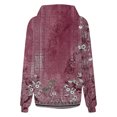thumbnail image 6 of Women's Fall And Winter Printed Pullover Hooded Sweatshirt Long Sleeve Fashion Retro Floral Print Sweatshirt Drawstring Hoodie for Casual Outdoor Wear,Watermelon Red,L, 6 of 6