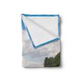 thumbnail image 2 of Landscape Soft Flannel Fleece Blanket, Reflective Calm River Scenery Meadow Grass Clouds Wildflowers Trees Shrubs, Cozy Plush for Indoor and Outdoor Use, 50" x 60", Green Blue White, by Ambesonne, 2 of 5