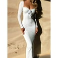 thumbnail image 2 of Womens Basic Elegant Square Neck Long Sleeve Fall Casual Maxi Dresses White S, 2 of 5