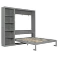thumbnail image 3 of MODERNLUXE Lit Escamotable Format Grand avec Étagères de Rangement, Lit Armoire Pliant pour Petit Espace, Bureau à Domicile, Studio, Gris, 3 of 9