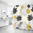 thumbnail image 2 of Gold Leaf Shower Curtain Modern Black and Yellow Maple Leaves Shower Curtains Set for Bathroom Tropical Plants Waterproof Fabric Stall Bath Curtains with 12 Hooks Rings Extra Long 72x72in, 2 of 6