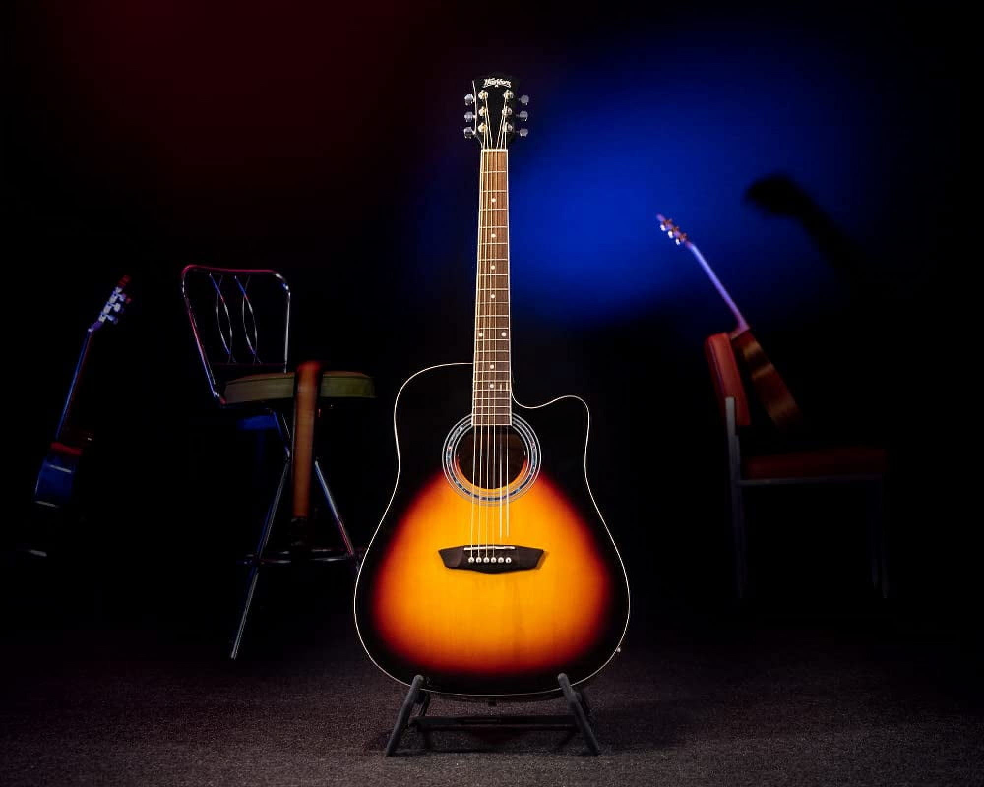 washburn wa90ce dreadnought acoustic electric guitar vintage tobacco sunburst Washburn Vintage Series 6 String Acoustic-Electric Guitar, Right, Tobacco  Sunburst (WA90CEVSB)