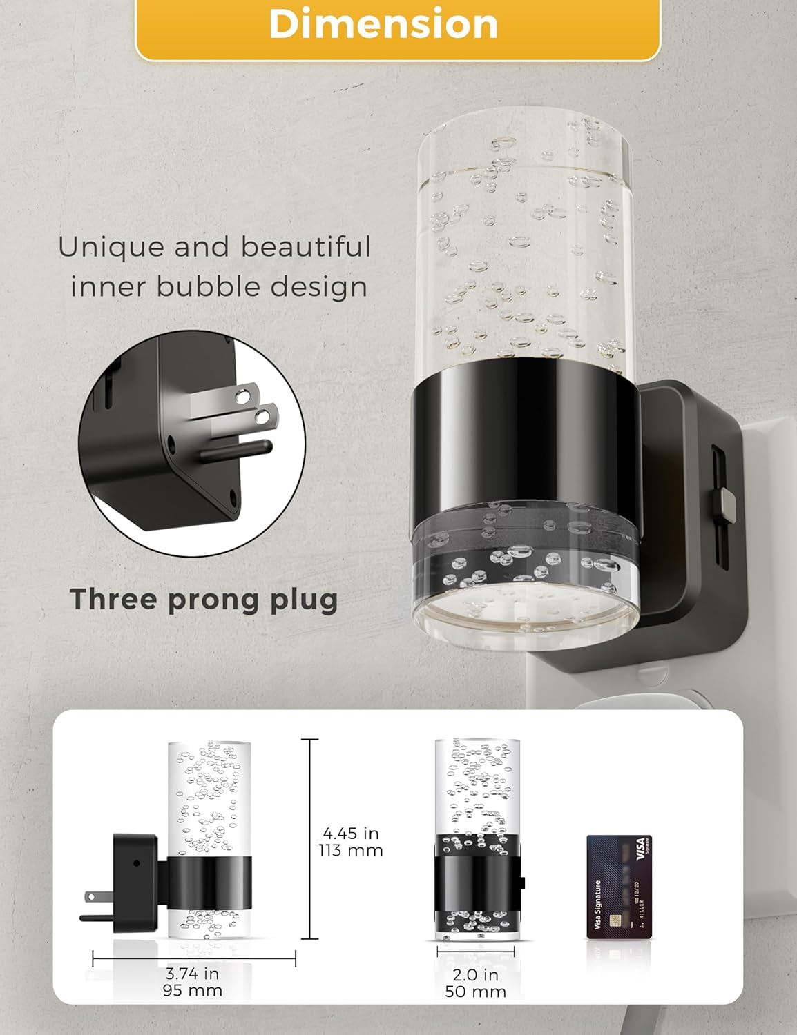RGHJAR-Night Light,Dimmable Night Lights Plug into Wall, Acrylic Nightlights with 0-100 LM Adjustable Brightness, Amber Plug in Night Light with Dusk to Dawn Sensor, for Bathroom Hallway