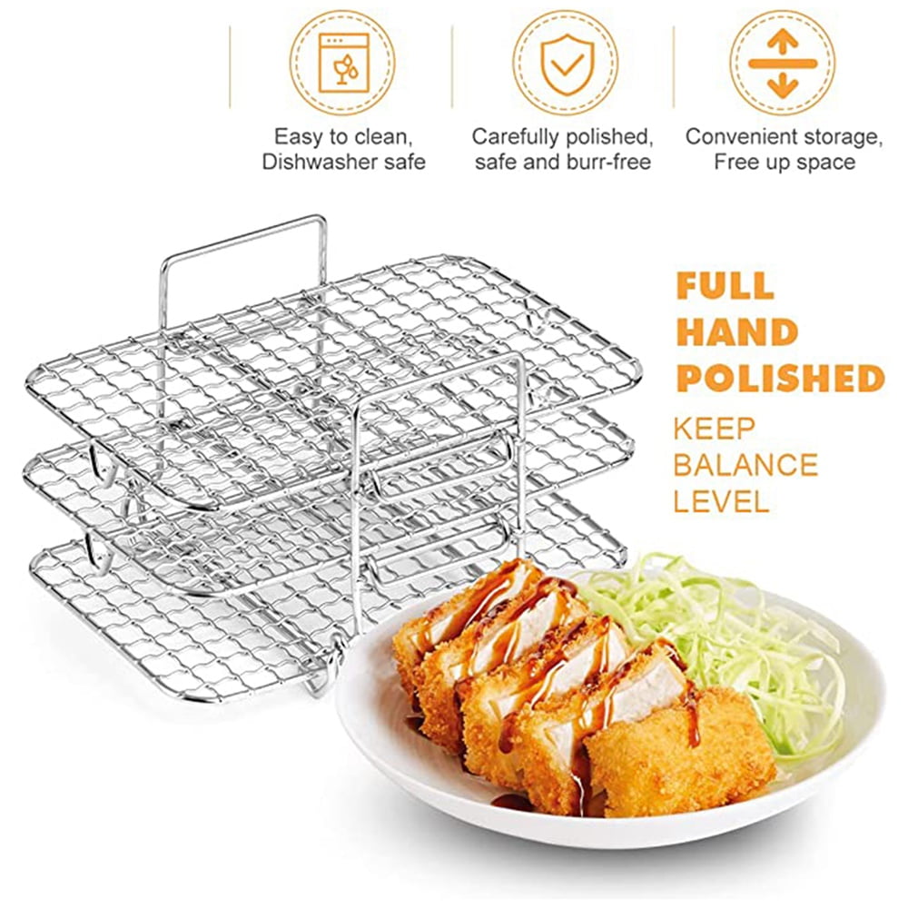 304 Stainless Steel Multi-Layer Dehydrator Toast Rack fits for Ninja Foodi  DZ201 Dual Air Fryers