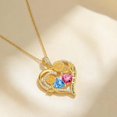 thumbnail image 3 of Taioiat Birthstone Necklace for Women Double Sunflowers and Birthstones with Engraving Gold Plated Jewelry Valentines Day Birthday Gifts for Women Best Friend Friendship, 3 of 7