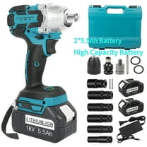 Cordless Impact Wrench Brushless 1/2-inch, 550Nm Max Torque, 3200RPM w/ 2x 5.0Ah Batteries & 6 Sockets - High Power for Car Repair, Home DIY