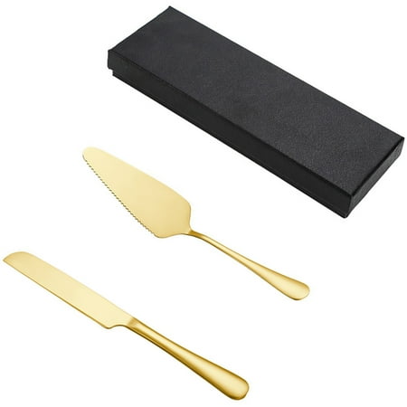 

WHAMVOX Pastry Cake Knife Set Easy to Clean Tools Golden Utensils Banquet