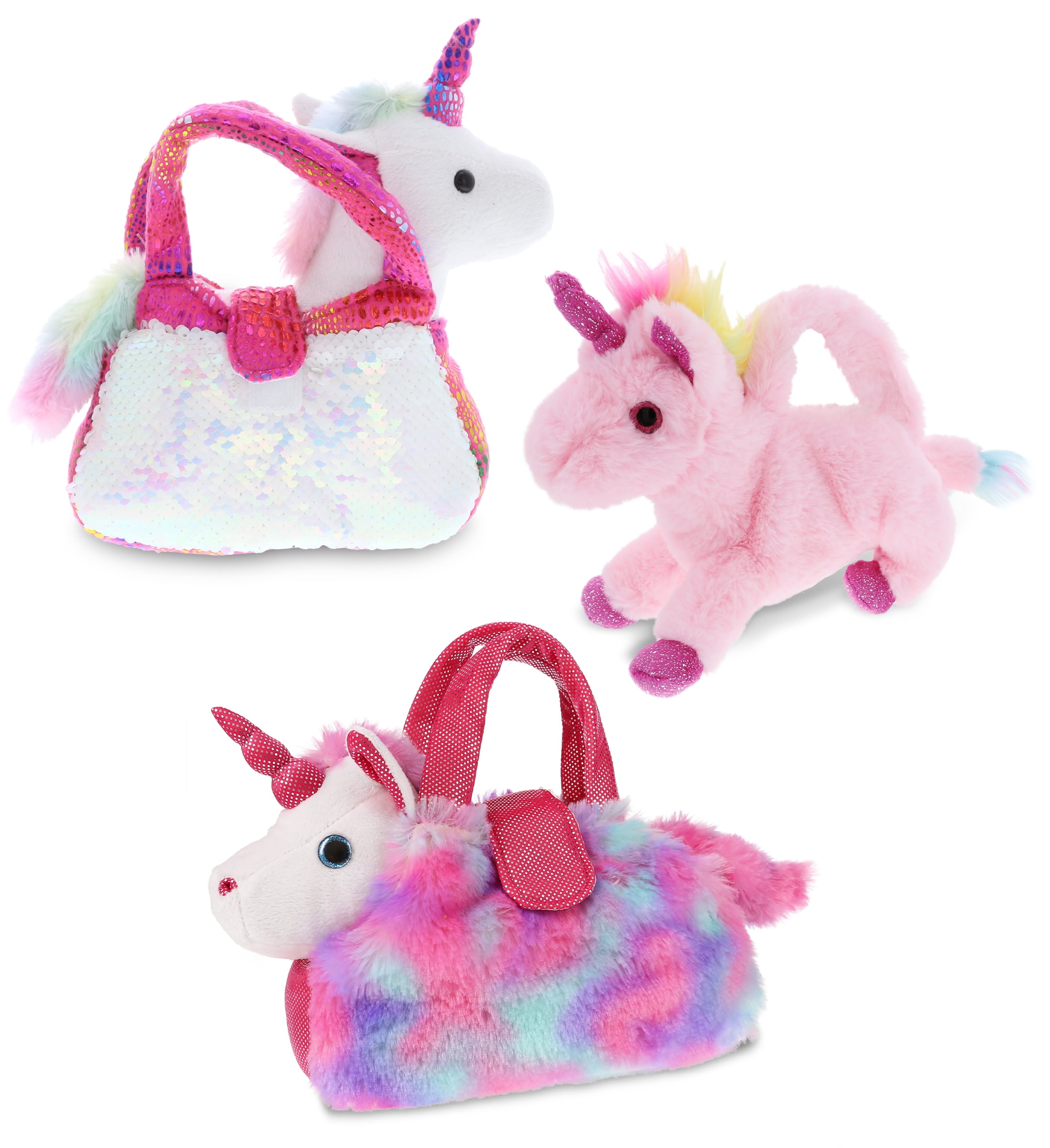 Kids Girls Colorful Plush Unicorn Cell Phone Bag Pouch