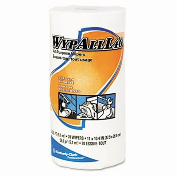 KIMBERLY-CLARK PROFESSIONAL*  WYPALL L40 Cloth-Like Wipes- 10-3/8 x 11- White- 70/Roll- 24/Carton