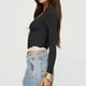 thumbnail image 5 of Sudadera con capucha para mujer,Blusa de encaje con patchwork para mujer, manga larga, cuello en V, camisa informal de poliéster, para uso diario y en casa, sopatenor, 5 of 8