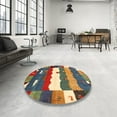 thumbnail image 3 of Ahgly Company Indoor Round Contemporary Chestnut Brown Abstract Area Rugs, 5' Round, 3 of 6