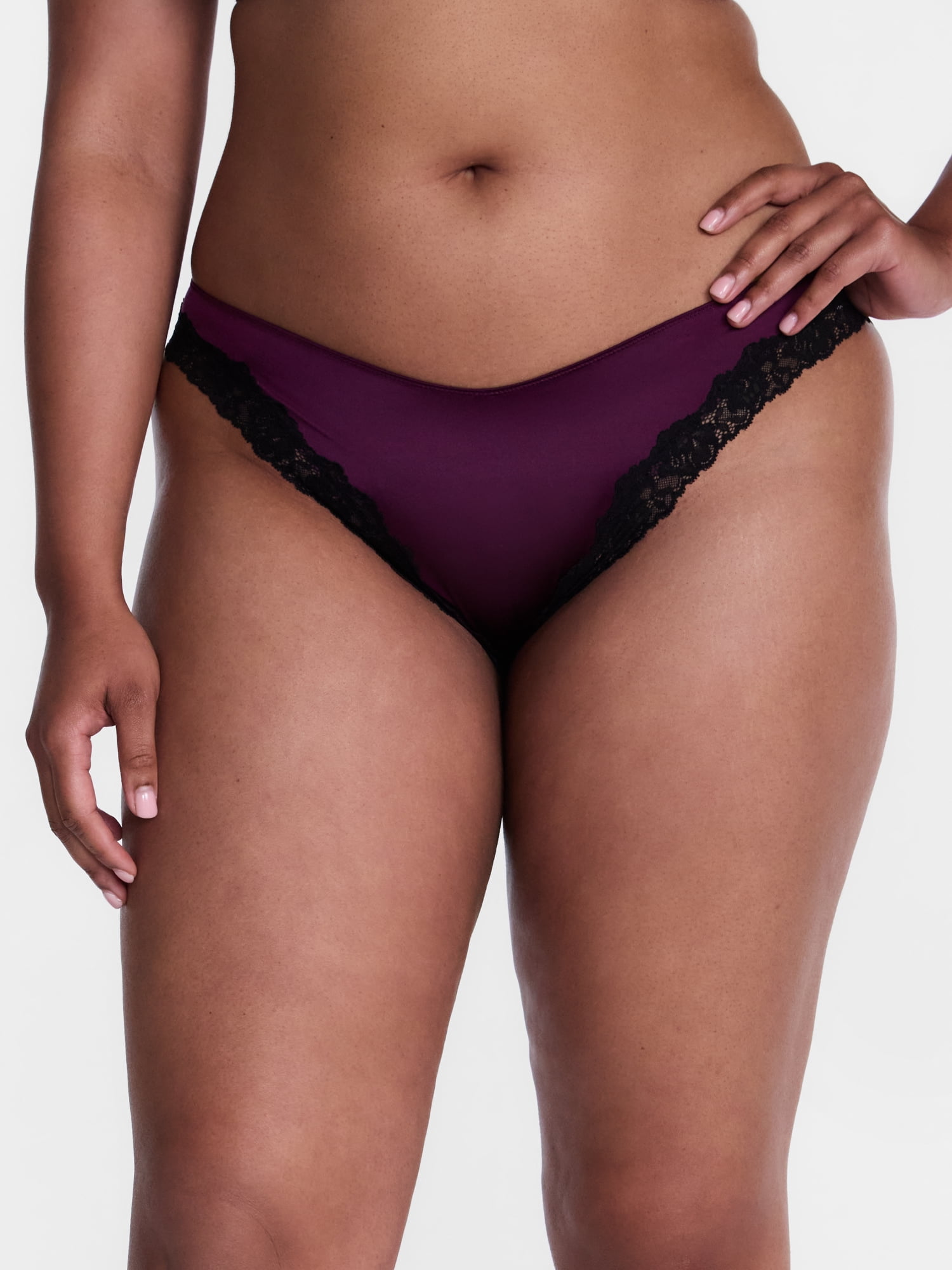 Joyspun Women's Shine & Lace Thong, 3-Pack, XS - XXXL