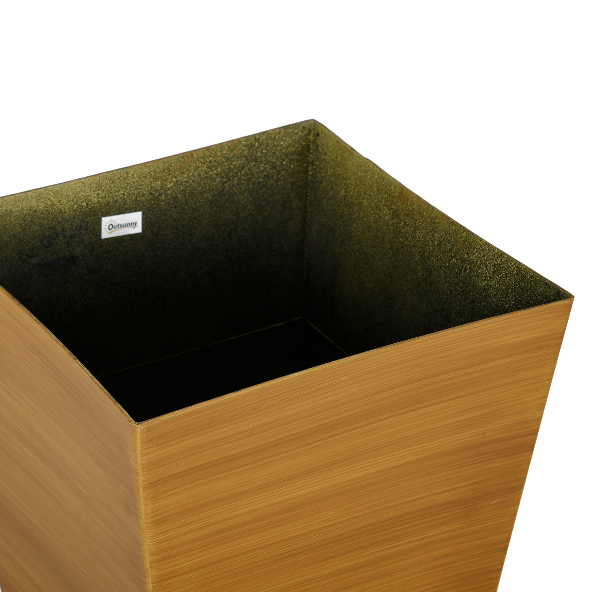 Outsunny Set of 3 Tall Outdoor Planters w/ Drainage Holes Light Brown