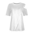 thumbnail image 7 of Njoeus Cute Summer Tops for Women Womens T Shirts Off Shoulder Tops for Women, Women's 2025 Summer Tops Trendy Casual Comfort Solid Button Splicing Short Sleeve Round Neck Shirt S-3Xl White Shirt Wome, 7 of 7