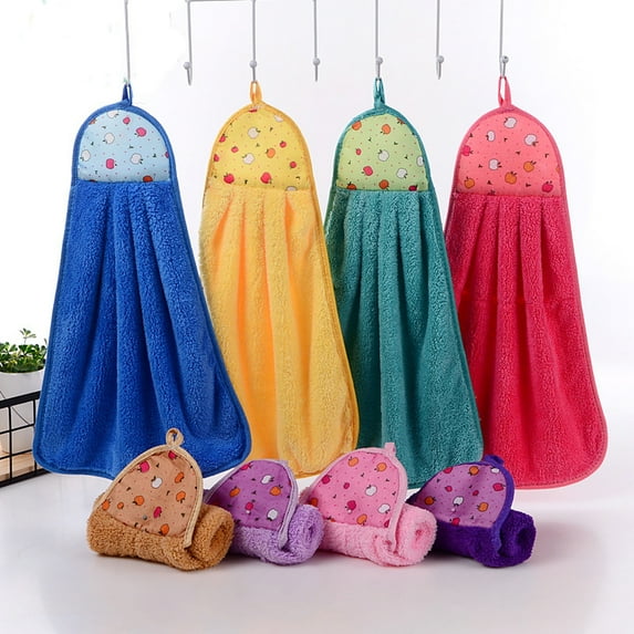 D-GROEE Plush Baby Hangable Towel - Bath Towel for Babie, Toddler,Infant - Ultra Absorbent Colorful Easy-cleaning Kitchen Bath Blanket for Home