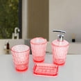 thumbnail image 1 of 4x Dispensador de jabón, soporte para cepillo de dientes, artículos esenciales para apartamentos, moderno, juego de accesorios de baño, vaso para enju rosa, 1 of 8