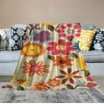 thumbnail image 2 of ARISTURING  Throw Blanket,Green Hippie Vintage Flowers 60S 70S Orange 1960 Seventies Retro, All Season Bed Couch, 2 of 6