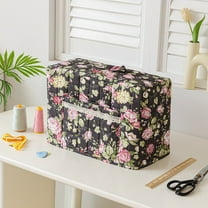 Boho Floral Sewing Machine Cover Quilted Fabric Dust Cover with Pockets for Most Standard Sewing Machines and Accessories,Sewing Machine Cover Pocket Craft Room Sewings Organizer (16.9*9.4*13.3In)