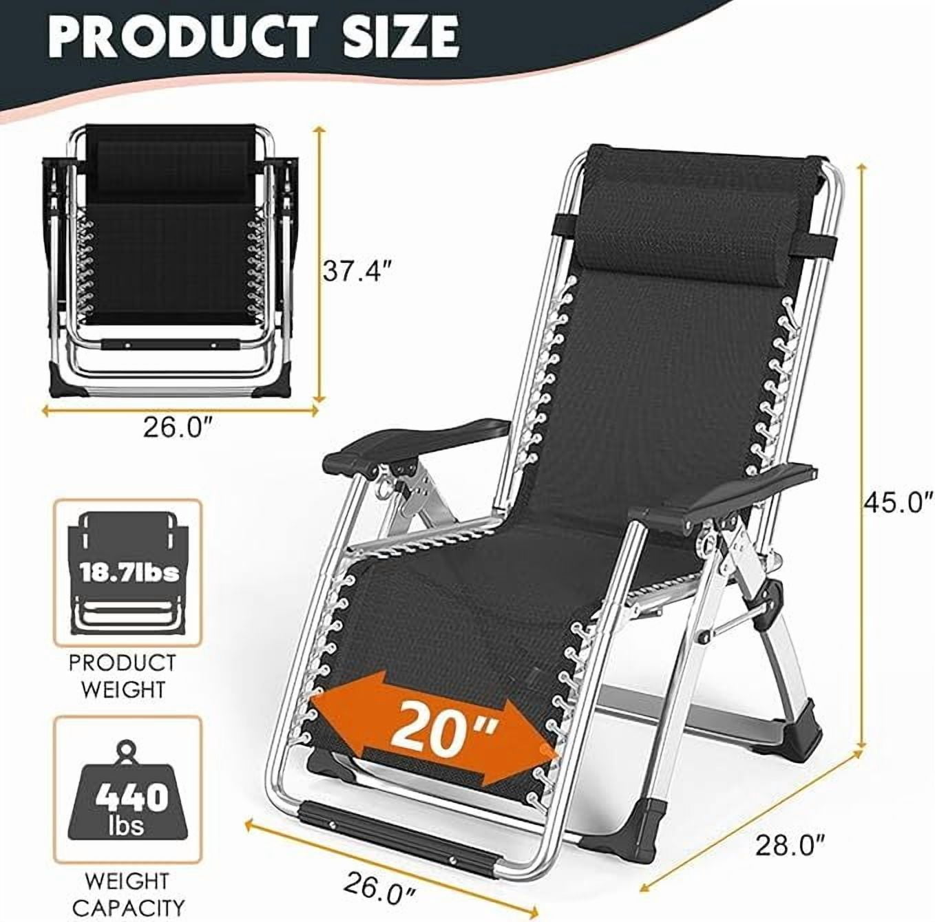 NimbleRest Folding Large Zero Gravity Chair with Removable Cushion & Cup Holder,Gray