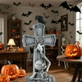 thumbnail image 3 of Halloween Decorations Outdoor Gravestones,Halloween Tombstones Cross-Shaped R.I.P Halloween Headstones with Skeleton & Crow,Resin Tombstone Decor for Party,Graveyard,Garden,Lawn Headstones, 3 of 4