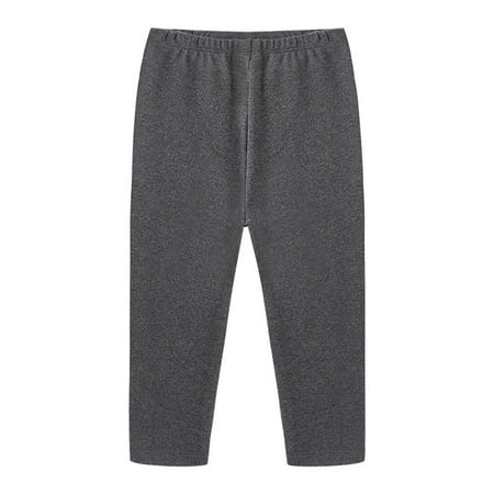 

JSGEK Boys Girls Loungwear Pants Comfort Solid Color Cropped Leggings School Uniform Pants Casual Kids Tight Pants Capris Soft Fall and Winter Sweatpant Regular Fit Dark Gray 90