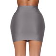 thumbnail image 4 of Kcocoo Fashion Women Stretch Tight Sexy Skirt Solid High Waist Short Slim Mini Skirts Polyester Gray M, 4 of 9