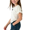 thumbnail image 3 of UQJfacai Toddler Girls T Shirts Kids Casual Lace Puff Sleeve Summer Tops Fashion Cotton Crewneck Solid Basic Tees Blouse 0-6 Years, 3 of 4