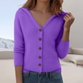 thumbnail image 2 of zaveiop Women's Casual Knitted Hooded Cardigan Solid Long Sleeve Button Down Loose 2025 Fall Sweater (Z1-Purple, XXL), 2 of 6