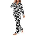 thumbnail image 3 of FOR U DESIGNS Cow Print Women's Pajamas Long Sleeve Pants 2PCS Size 3XL Sleepwear Button Down Loungewear Soft Pjs Long V-neck Tops for Women Button Nightwear, 3 of 7
