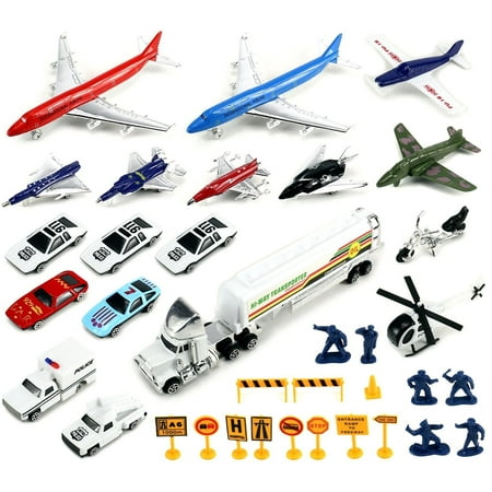 - VT Deluxe Int'l Airport Diecast Children's Kid's Toy Vehicle Playset w/ Variety of Vehicles, Accessories