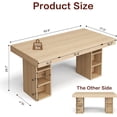 thumbnail image 2 of 63-Inch Wooden Kitchen Table with Dual Side Storage, Dining Table for 6 w/Large Tabletop & Sturdy Frame, Rectangular Dining Table with Double Pedestal, for Dining Room, Dinner, Oak, 2 of 8