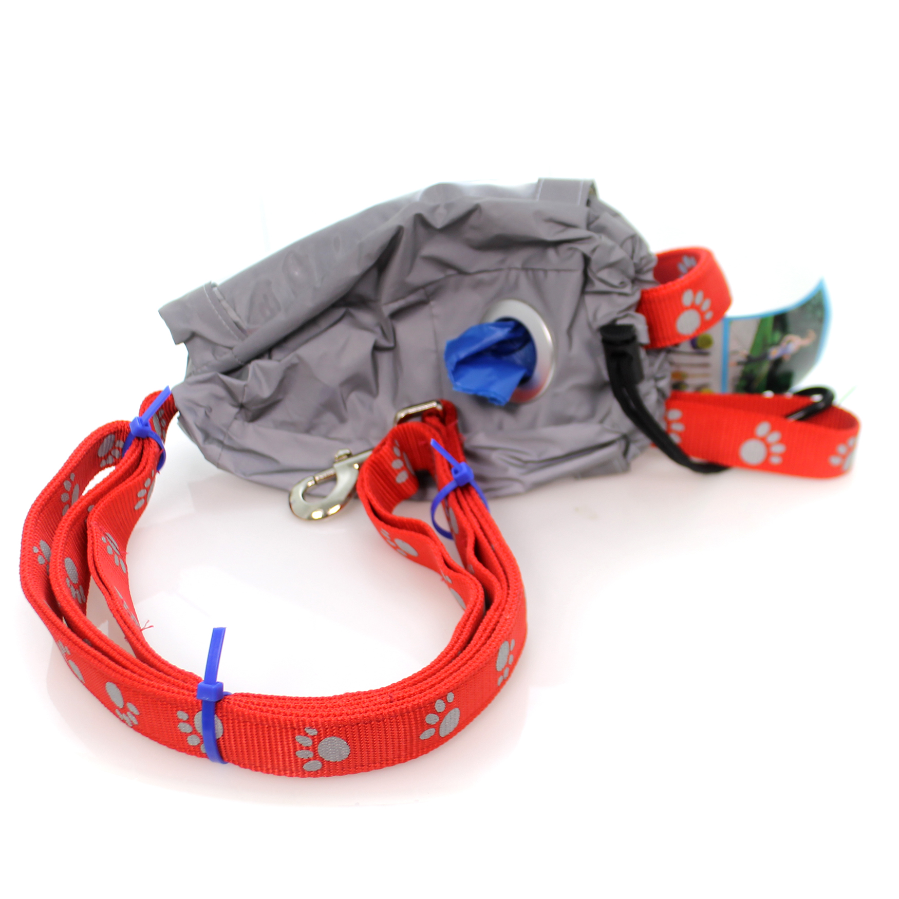 Animal Hands-Free Leash Fabric Dog Walking Pet Handsfree Red