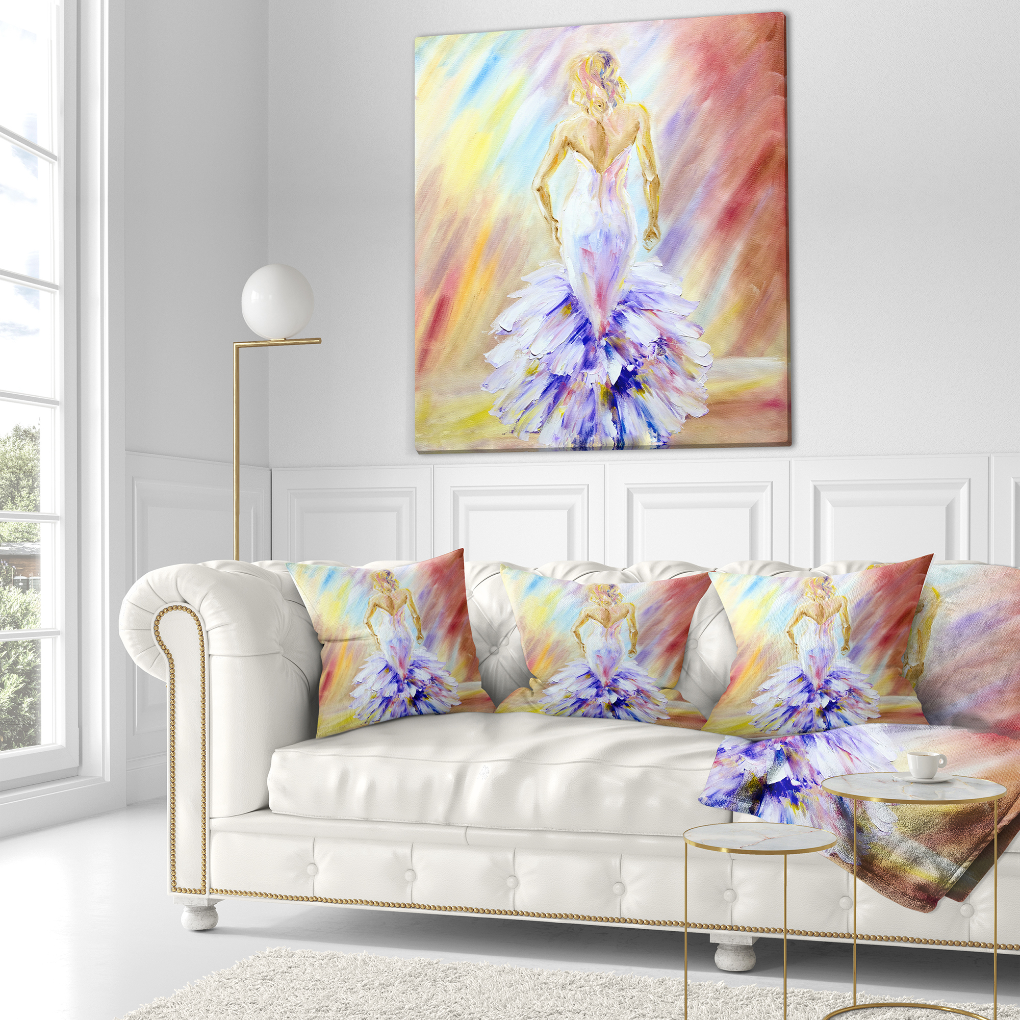 Designart Woman at the Ball - Portrait Throw Pillow - 18x18