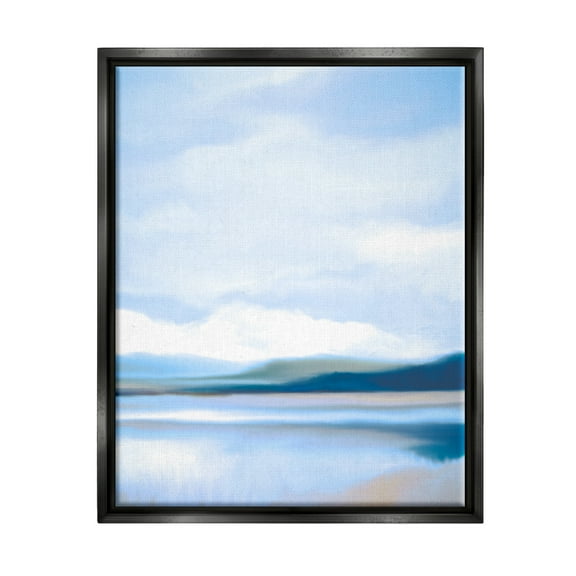 Stupell Industries Blue Beach Shore Nature Painting Black Floater Framed Art Print Wall Art, 17 x 21