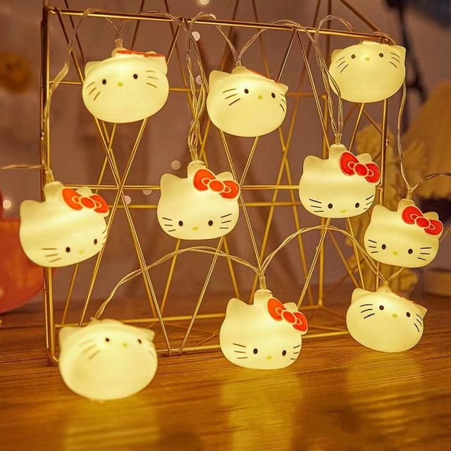 Habitación infantil Luz LED decorativa niña corazón Hello Kitty luz de noche nubes arcoíris estrellas atmósfera cadena de luz al por mayor