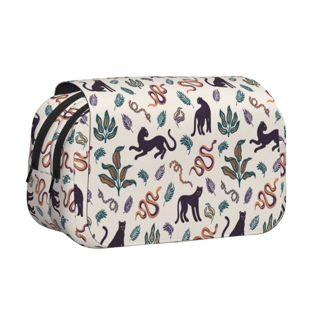 Disketp Black Cat And Snake Estuche de Lápices de Doble Capa con Tapa Abatible y Cremallera, Organizador Escolar para Adolescentes y Adultos