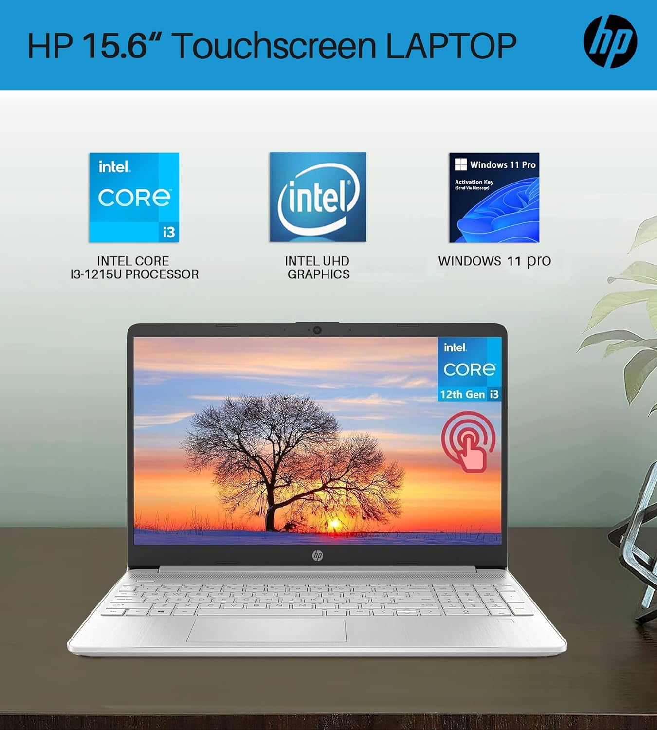 HP Notebook Laptop for Business Student, 15.6" 720p Touchscreen, Intel Core i3-1215U, 32GB RAM, 2TB SSD