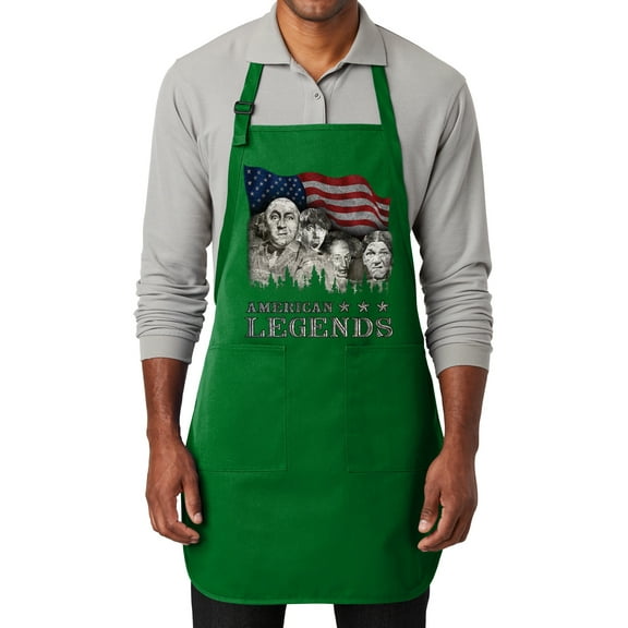 Men's Rushmorons Funny Three Stooges Adjustable Grilling Apron with Two Pockets, Kelly Green