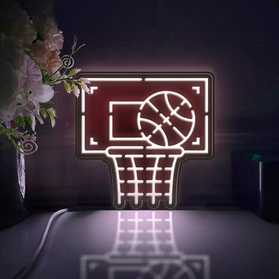 Basketball, Basketball Hoop Led Light Box, Dimmable Neon-Like Light Signs USB Power for Wall Decor Bedroom Decoration, Static Light (WxH) 11"x11"
