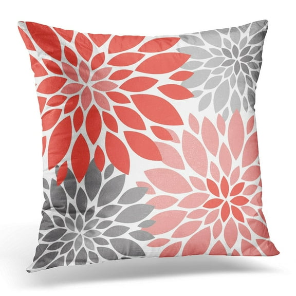 STOAG White Flowers Coral and Gray Chrysanthemums Floral Blue Blossoms Throw Pillowcase Cushion Case Cover 16x16 inch
